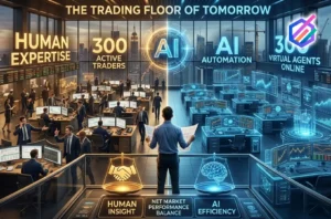 AI finance job cuts 2026 - Wall Street trading floor showing AI replacing human roles in banking and fintech