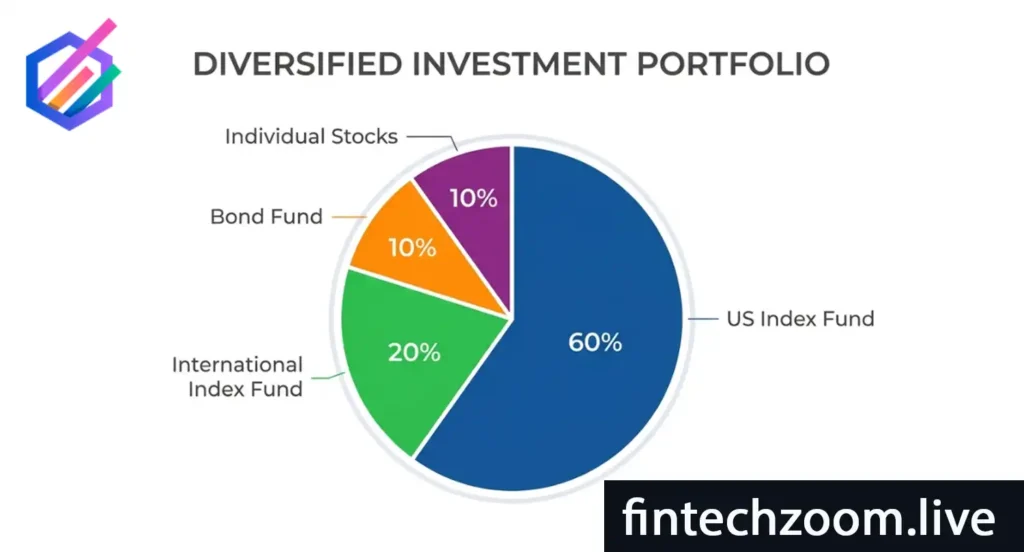 Stock portfolio diversification breakdown chart for beginner investors