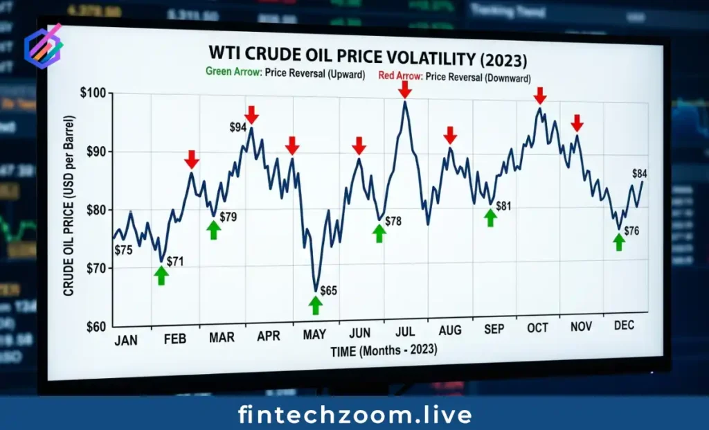 Crude oil price volatility chart 2026 showing fluctuations affecting Chevron stock performance