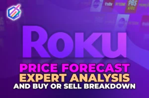 FintechZoom Roku stock price chart showing 2026 investment analysis dashboard with price forecast data and earnings calendar