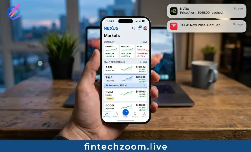 Fintechzoom BABA Stock real-time price tracking and alert system displayed on a mobile device
