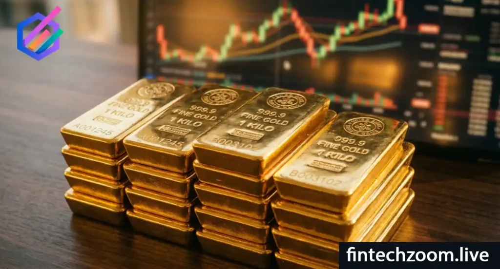 Gold price today live chart with physical gold bars representing the commodities market today Image Title: Gold Price Today Live 2026