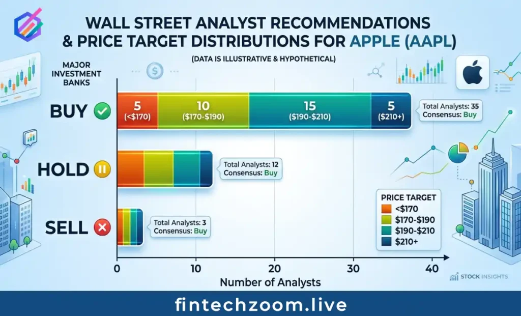 Wall Street analyst consensus ratings and price target distribution for Apple stock 2026 forecast