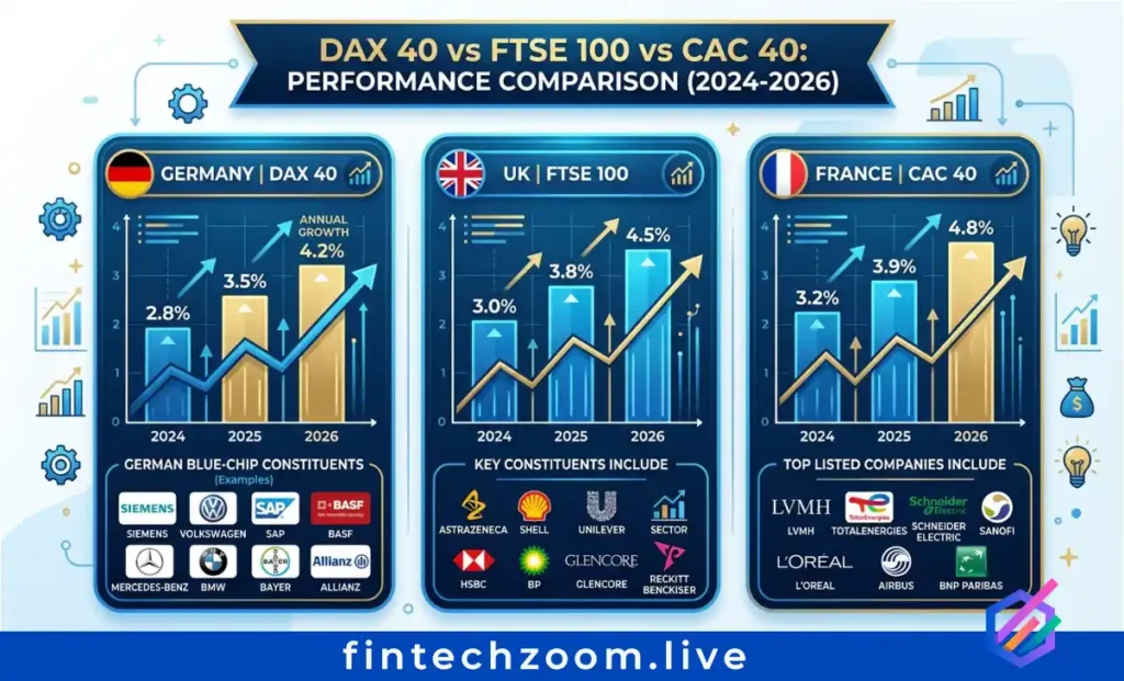 DAX 40 vs FTSE 100 CAC 40 comparison 2026