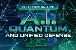 Advanced digital lock with AI and quantum symbols for fintech cybersecurity