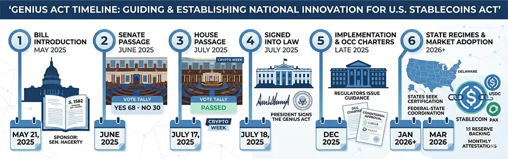 GENIUS Act stablecoin regulation timeline 2026