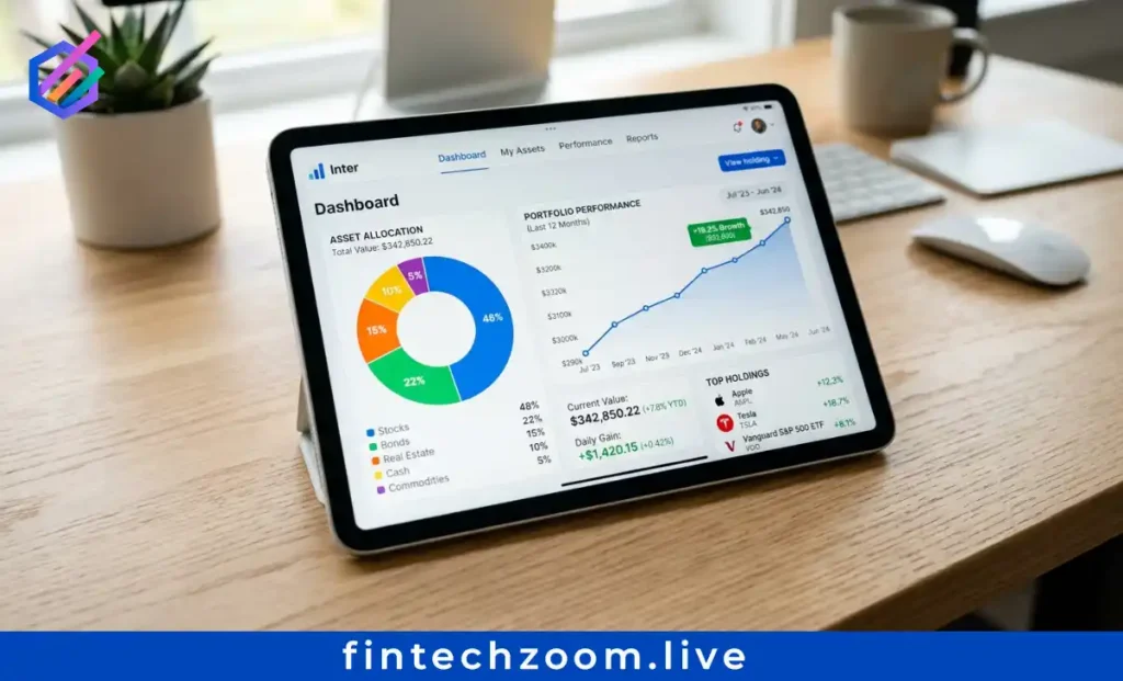 Investment portfolio allocation strategy and asset management dashboard