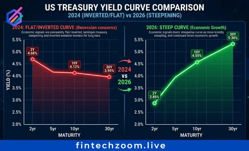 Treasury yield curve steepening 2024 to 2026 comparison