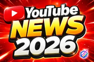YouTube News Today 2026 featured image showing bold text announcement